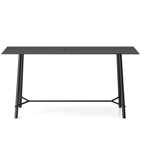 Table de réunion haute noire avec électrification intégrée – Modèle Record Meeting