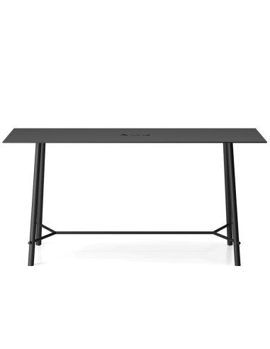 Table de réunion haute noire avec électrification intégrée – Modèle Record Meeting