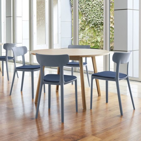 Chaise bleue Canova pour intérieurs - plastique recyclé et assise rembourrée pour salle de pause, restauration