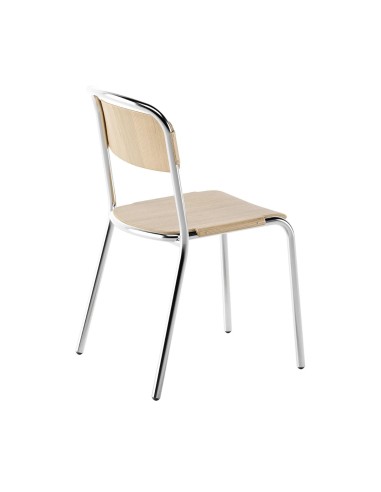 Chaise en bois et acier Skol pour salle d'attente et accueil - design moderne et chaleureux