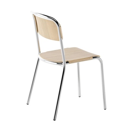 Chaise en bois et acier Skol pour salle d'attente et accueil - design moderne et chaleureux