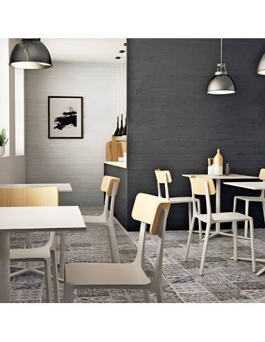 Chaise Ruelle en aluminium et dossier en bois - restauration, accueillant