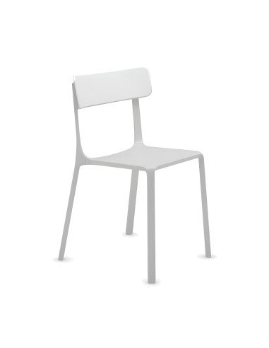 Chaise blanche en plastique et aluminium pour salle d'attente, espace restauration - Ruelle plastic back