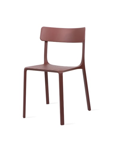 Chaise Ruelle en rouge aluminium et dossier plastique - chaise résistante et pratique