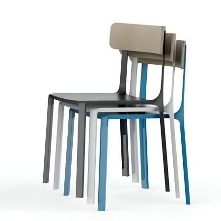 Chaise empilable Ruelle Veranda - aluminium et dossier en bois pour terrasses