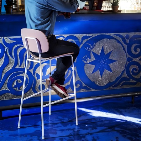 Tabouret de bar rose pour extérieurs - terrasse et comptoirs acier et plastique Tondina Pop