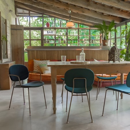 Chaise Tondina Pop avec assise rembourrée et pieds en métal - salle de restauration moderne