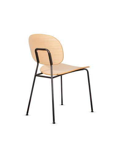 Chaise Tondina avec dossier et assise chaleureuse en bois de chêne - salle de pause, réunion