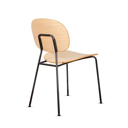 Chaise Tondina avec dossier et assise chaleureuse en bois de chêne - salle de pause, réunion