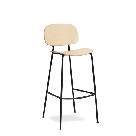 Tabouret haut Tondina pour îlot, bois naturel et structure métal noir