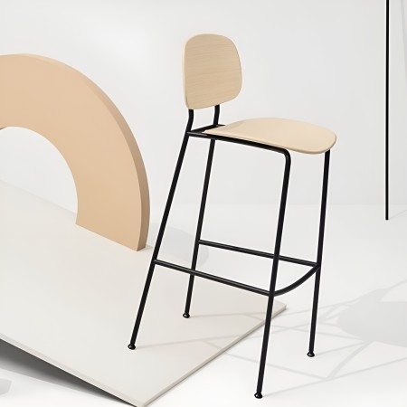 Tabouret de cuisine idéal pour îlot central - cafétaria, salle de pause Tondina en bois et métal