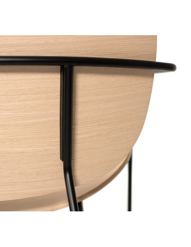 Détail du dossier du fauteuil Tondina Lounge bois naturel et structure métal