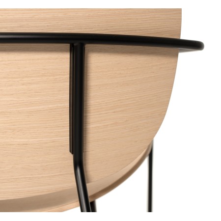 Détail du dossier du fauteuil Tondina Lounge bois naturel et structure métal