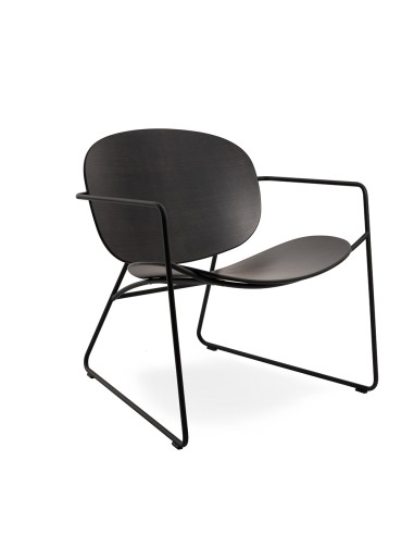 Fauteuil lounge Tondina en bois noir avec structure métallique noire