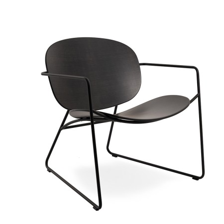 Fauteuil lounge Tondina en bois noir avec structure métallique noire