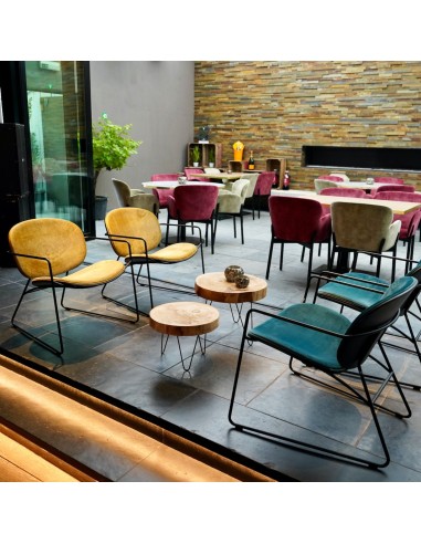 Chaises lounge en bois et acier rembourrée - salle d'attente, accueil confortable Tondina
