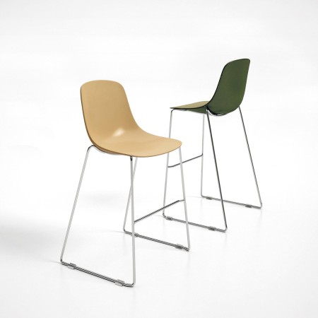 Chaise haute en plastique et acier avec piètement luge empilable - Pure Loop Mono