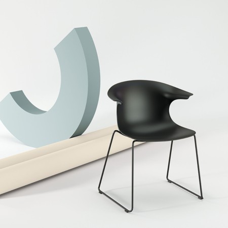 Chaise à coque plastique ergonomique - Loop Mono en noir, chaise de réunion