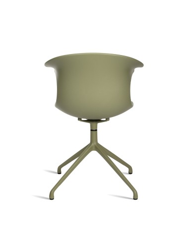 Chaise de bureau Loop Mono avec coque en plastique verte et pieds em aluminium
