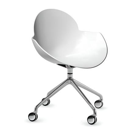 chaise de bureau design Cookie – coque blanche et base aluminium