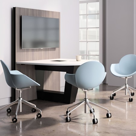 Chaise Cookie 5 branches hauteur réglable avec roulettes - chaise de bureau bleu