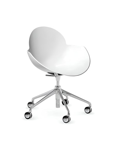 Chaise Cookie 5 branches blanc coque plastique confortable - bureau