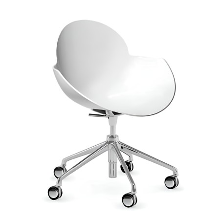 Chaise Cookie 5 branches blanc coque plastique confortable - bureau