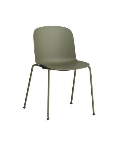 Chaise verte en plastique et acier pour bureau et espaces pro - Relief