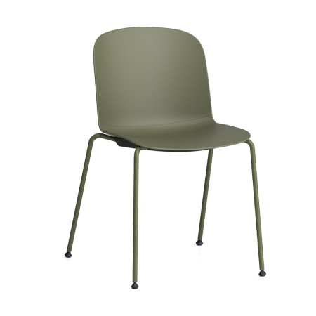 Chaise verte en plastique et acier pour bureau et espaces pro - Relief