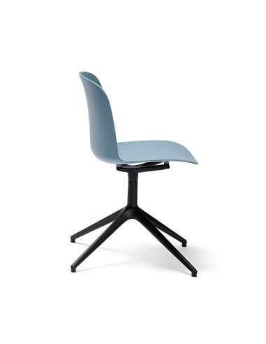 Chaise pivotante Relief 4 branches aluminium – coque bleue – vue de profil