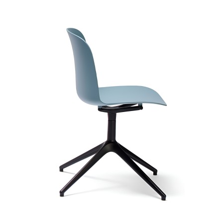 Chaise pivotante Relief 4 branches aluminium – coque bleue – vue de profil