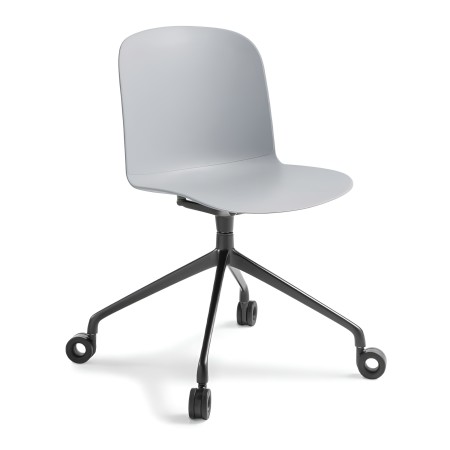 Chaise blanche minimaliste de bureau - coque monobloc en plastique confortable et pieds avec roulettes Relief