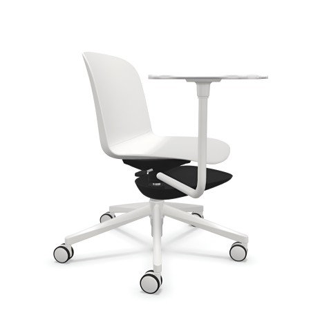 Chaise mobile ergonomique avec tablette d’écriture intégrée – Relief Edu 5 star base en blanc