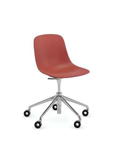 Chaise de bureau PURE LOOP MONO 5 branches à roulettes et assise réglable – coloris rouge