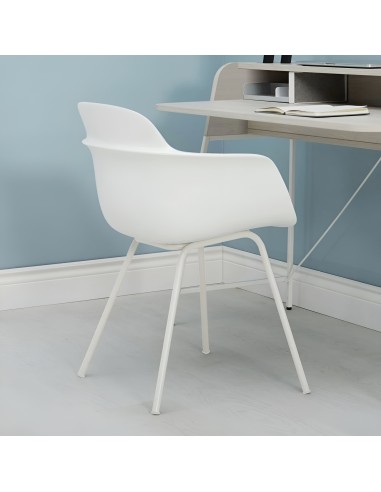 Chaise Sicla 4 pieds en plastique avec accoudoirs et structure en acier blanche - bureau