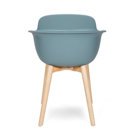 chaise design Sicla pieds bois naturel en plastique bleu