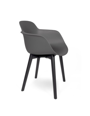 Vue de profil de la chaise Sicla noir en bois et plastique - bureau