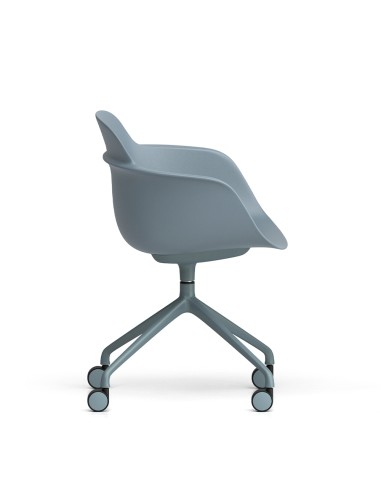 Chaise Sicla 4 roulettes en plastique et acier bleu pour bureau - profil
