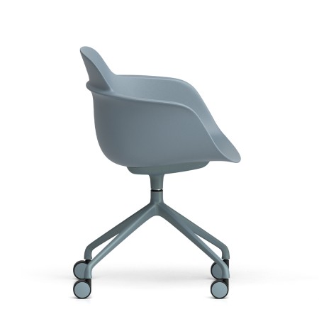 Chaise Sicla 4 roulettes en plastique et acier bleu pour bureau - profil
