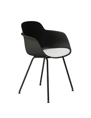 Chaise noire en plastique et acier avec assise rembourrée - siège de bureau Silca