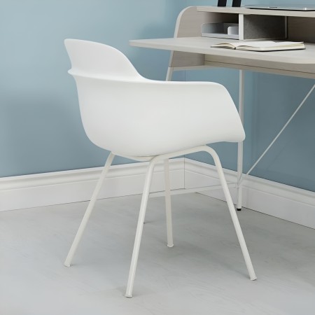 Chaise Sicla 4 pieds en plastique avec accoudoirs et structure en acier blanche - bureau