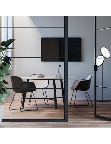 Chaise Sicla noir en tissu et acier pour bureau et salle de pause