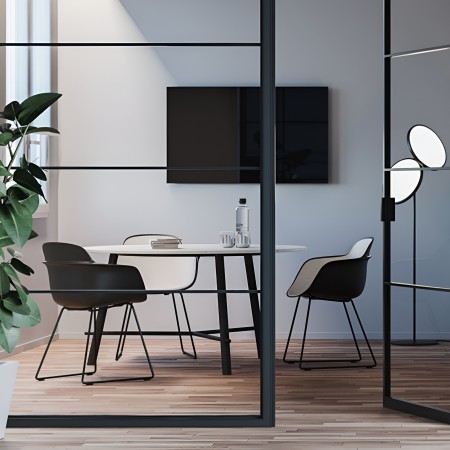 Chaise Sicla noir en tissu et acier pour bureau et salle de pause