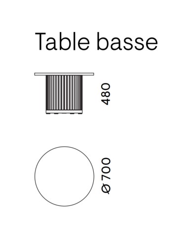 Table basse PARTHOS - dimensions