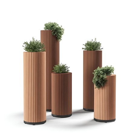 Colonnes acoustiques PARTHOS intégrant des plantes vertes en pot