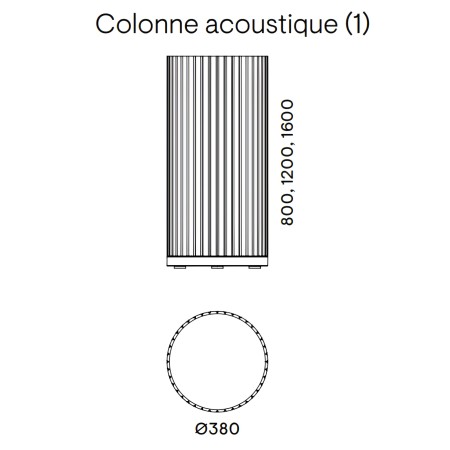 Dimensions colonne accoustique trois hauteurs PARTHOS