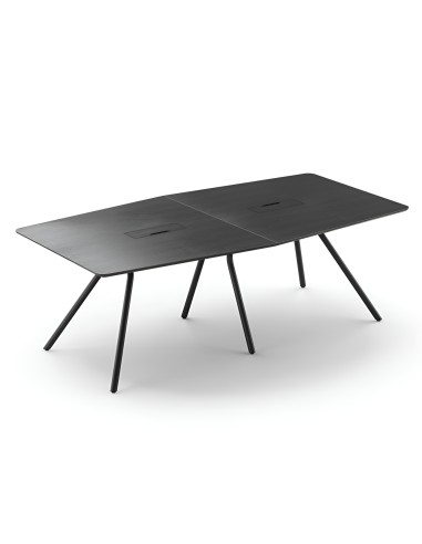 Table de réunion ARQUS noire 6-12 personnes avec pieds inclinés en métal