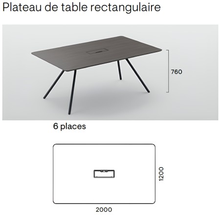 Dimensions de la table ARQUS rectangulaire 6 personnes