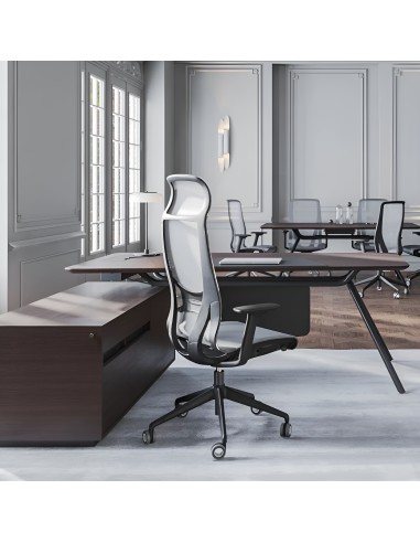 Bureau ARQUS pour direction avec câble et caisson de rangement en bois - haut de gamme