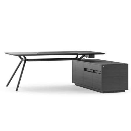 Bureau de direction ARQUS en placage bois avec caisson fixe intégré